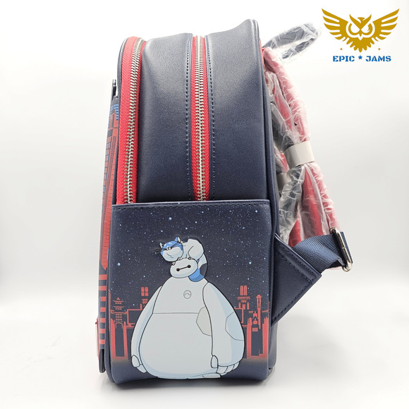 Loungefly Disney Big Hero 6 Baymax City Blue Red Mini Backpack Bag New - Picture 5 of 9